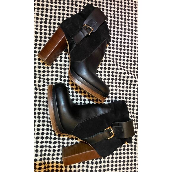 Kurt Geiger Suede and Leather Platform Heeled Ankle Boot Black Sz 39/8 Women's - Picture 5 of 13